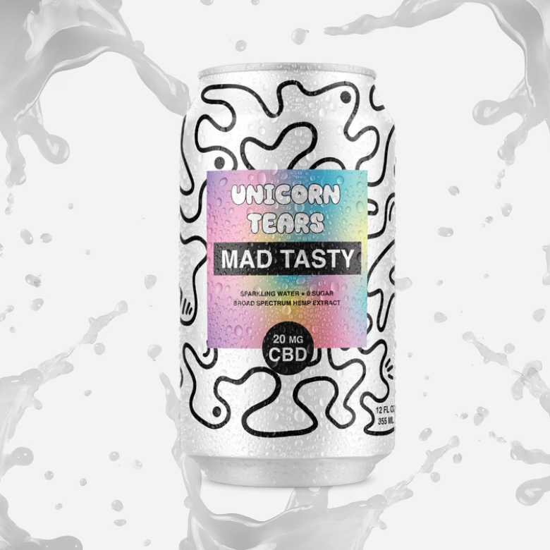 <b>MAD TASTY</b> <br><span style="font-size: 80%">Unicorn Tears CBD Sparkling Water</span>
