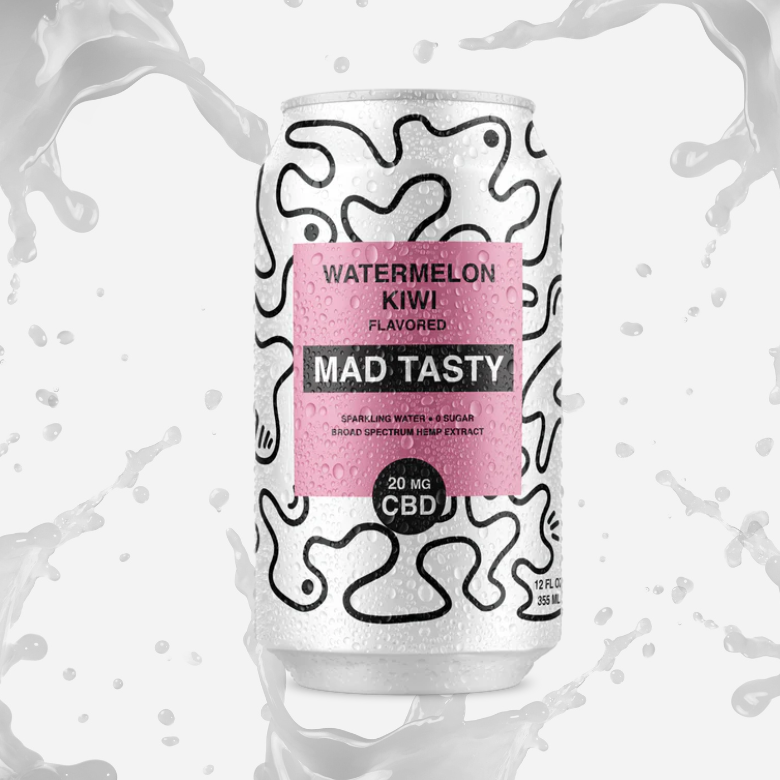 <b>MAD TASTY</b> <br><span style="font-size: 80%">Watermelon Kiwi CBD Sparkling Water</span>